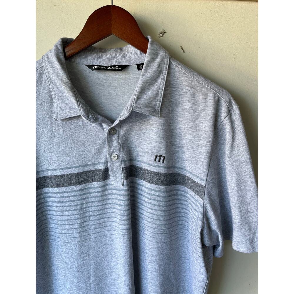 Mens Travis Mathew Performance Striped Polo Golf Shirt Size XL Heathered Gray